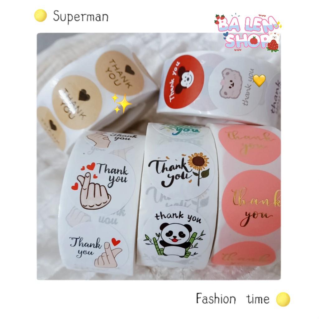 Set tem dán Thank you hình gấu trúc nhiều họa tiết