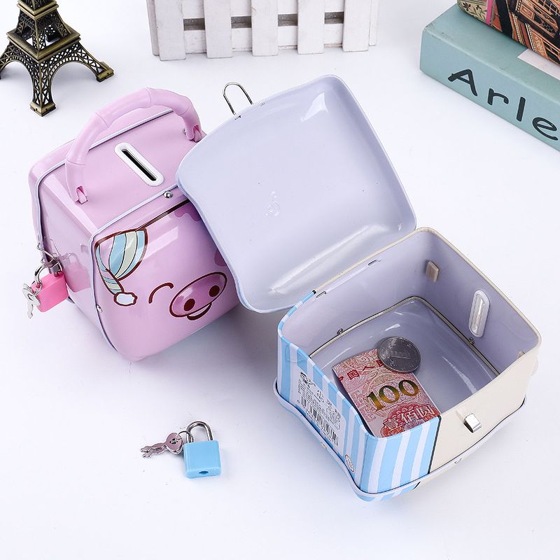 Ống Heo Két Sắt Mini Tiết Kiệm Tiền Mẫu Mới Có Khóa Đáng Yêu Cho Bé