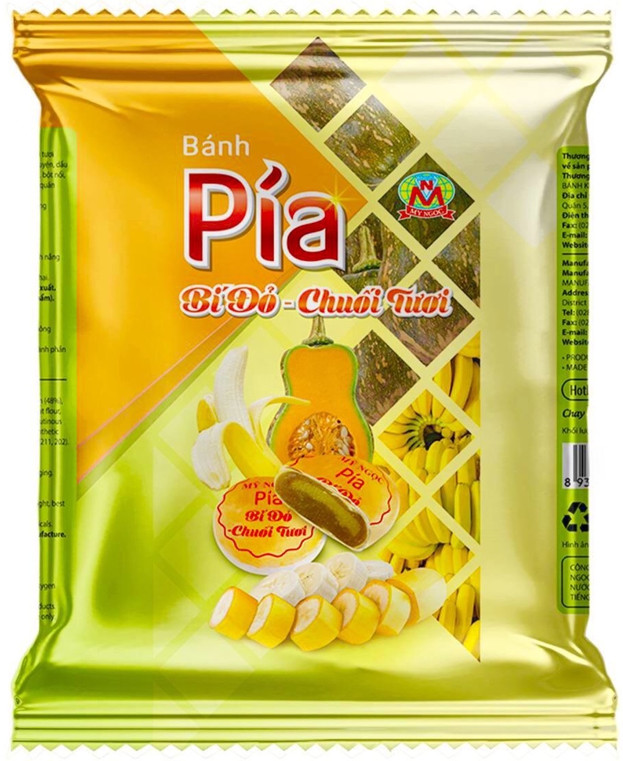 380g Bánh PÍA chay BÍ ĐỎ HồLô CHUỐI tươi - VEGETARIAN Pia Cakes with PUMPKIN &amp; Fresh BANANA. NO DURIAN