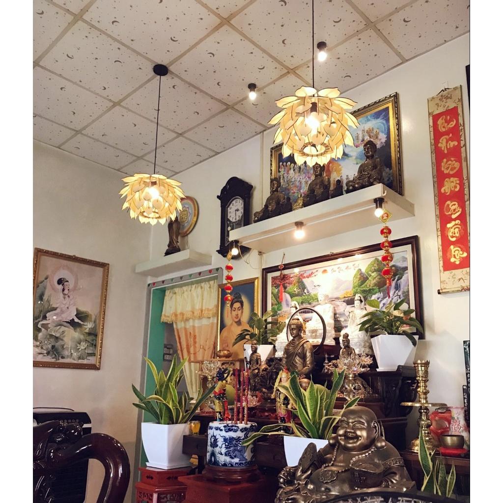 Đèn gỗ trang trí hình hoa sen thả trần, decor phòng khách,quán ăn,quầy bar cafe GD1411