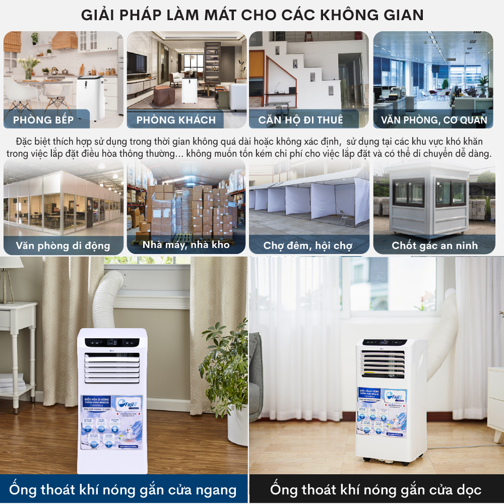 Máy lạnh đứng di động 12000BTU FUJIHOME, điều hoà di động mini không cần lắp đặt sử dụng app có điều khiển từ xa hút ẩm - Hàng Nhập Khẩu