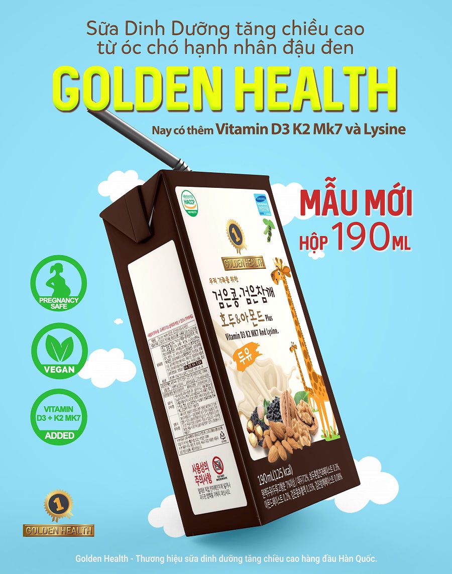 Sữa óc chó tăng chiều cao Golden Health Hàn Quốc - Hộp 190ml