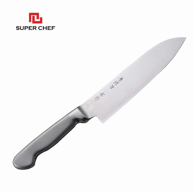 Dao Bếp Dài Santoku Cán Thép Chính Hãng Super Chef Công Nghệ Nhật Siêu Sắc Bén, Lâu Cùn, Lưỡi Thép Cao Cấp Không Gỉ Sét , An Toàn Sức Khỏe Siêu Tiện Lợi ( Lưỡi dài 16.5cm)