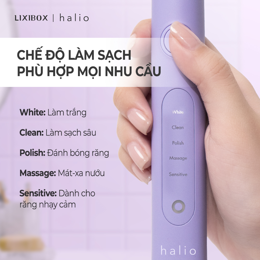 PURPLE BEAUTY BOX  Vệ sinh toàn diện ( Bàn Chải Điện Halio, Máy Rửa Mặt, 2 Đầu bàn chải, Kem Dưỡng chống lão hóa, Túi đựng mỹ phẩm, Nến thơm)