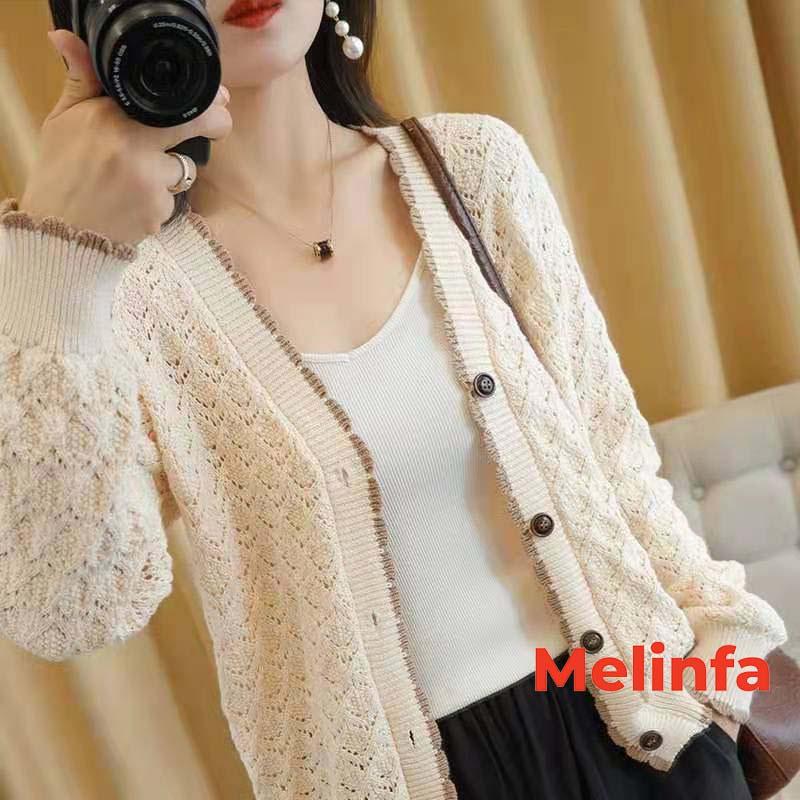 Áo len cardigan nữ len dệt kim Quảng Châu mềm mịn co giãn len Quảng Châu mặc mùa thu đông mã VAA0319