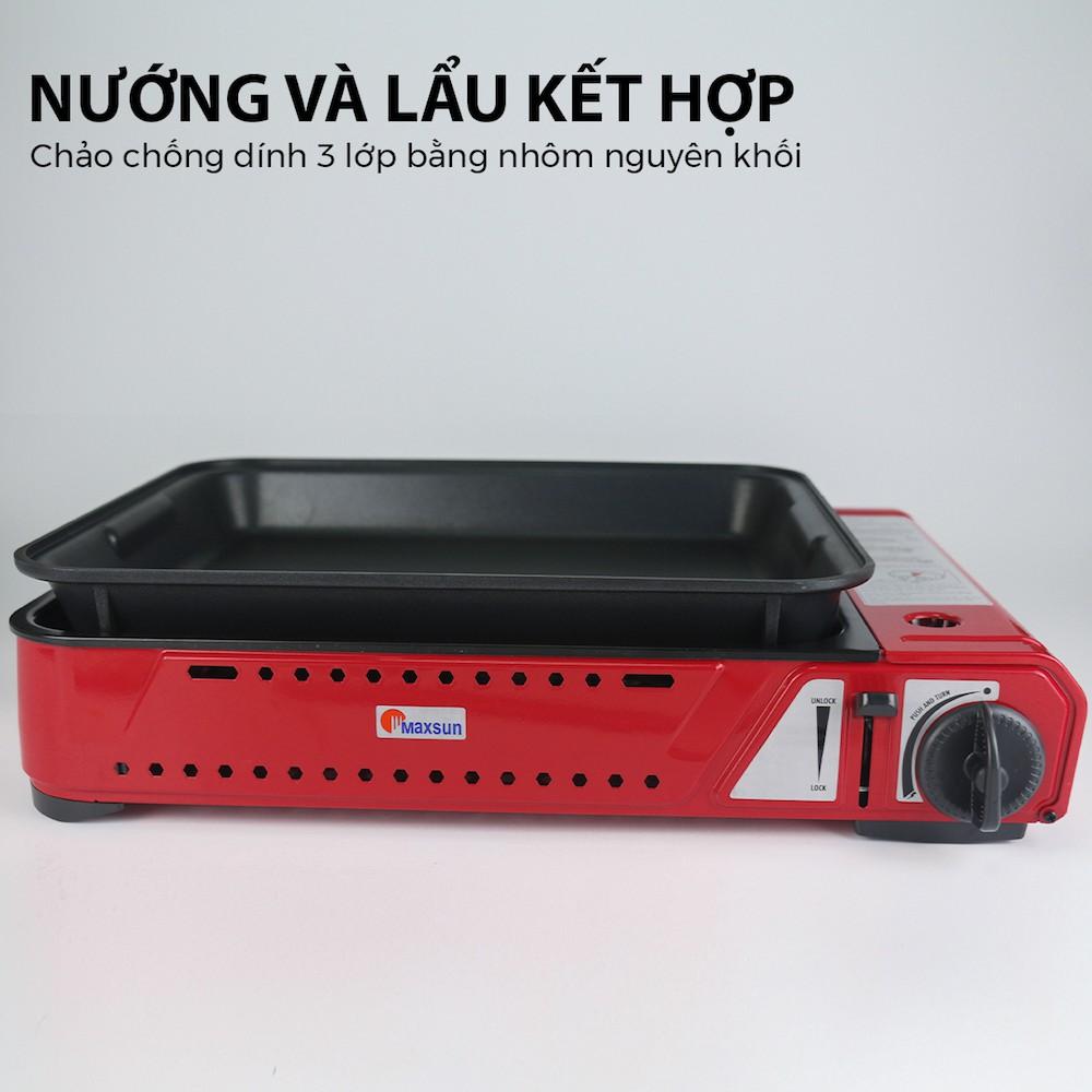 Bếp Ga Mini Maxsun MS-8 - Công Suất 2100W | Chảo Chống Dính | Hàng Chính Hãng