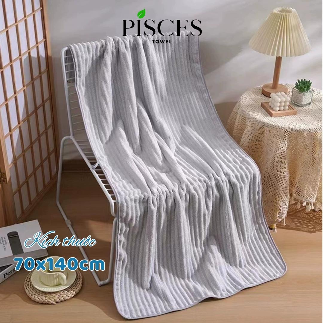 Khăn Tắm Lớn PISCES TOWEL 70x140cm Mềm Mại Thấm Hút Mồ Hôi, Khăn Gia Đình Thể Thao Tập Yoga Gym - Xanh dương, Xanh dương
