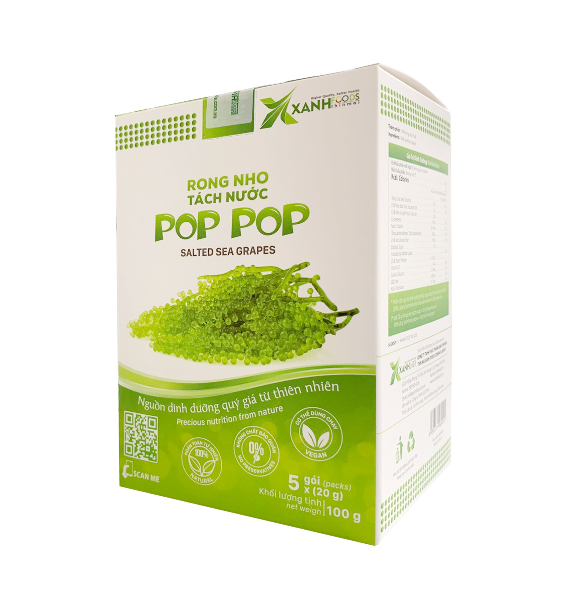 Rong nho tách nước POP POP 100g (05 gói * 20g)