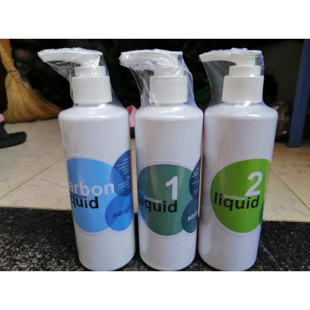 Dinh dưỡng nước Fertilizer Liquid 1, 2 và Carbon liquid của THỦY MỘC dành cho hồ thủy sinh
