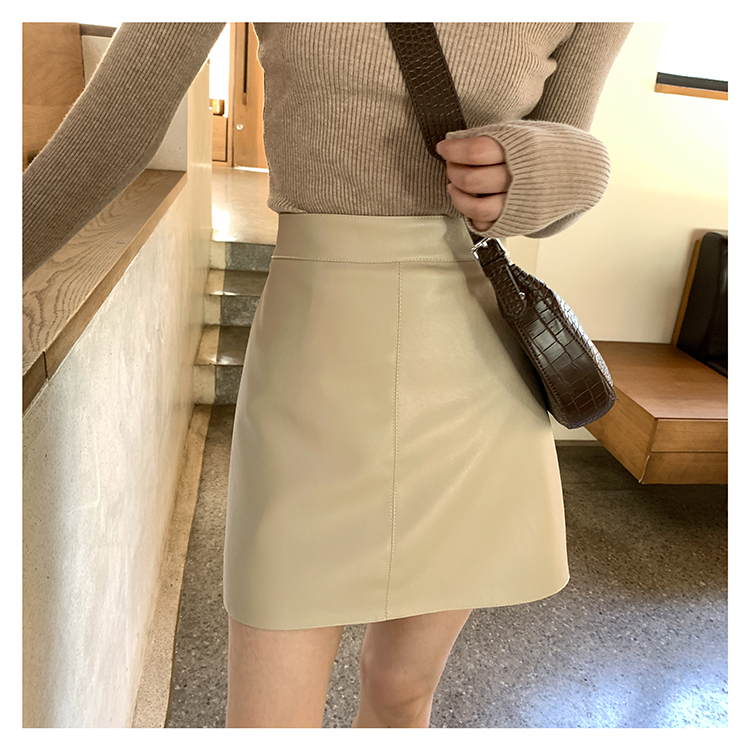Chân váy ngắn bigsize nữ dáng chữ A chất da quảng châu cao cấp Chân váy da nữ lưng cao có quần trong form dáng hàn quốc