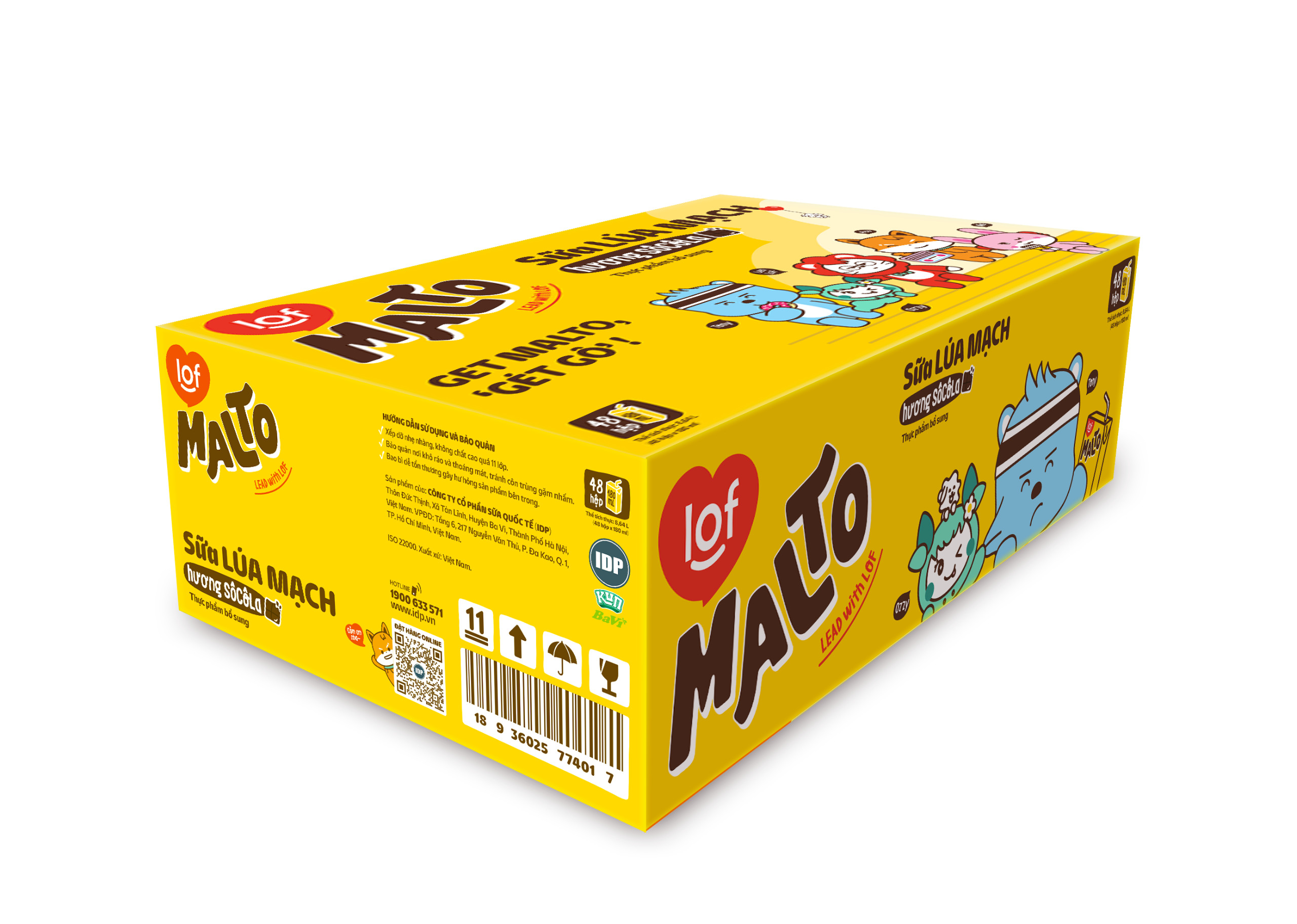 Thùng 48 hộp Sữa lúa mạch hương socola LOF MALTO 180ml/hộp