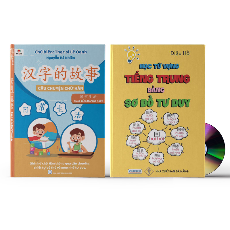 Combo 2 sách Câu chuyện chữ Hán Cuộc Sống Thường Ngày &amp; Học tiếng Trung bằng Sơ Đồ Tư Duy+ DVD tài liệu