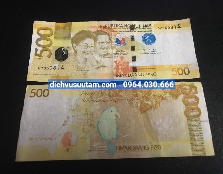 Tờ 500 Pesos Philiine loại mới nhất rất đẹp sưu tầm, tiền mới 85%