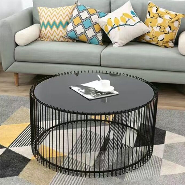 Bàn sofa KNTSG kt 65x45 mặt kính đen, khung sắt sơn tĩnh điện đen BTS-02