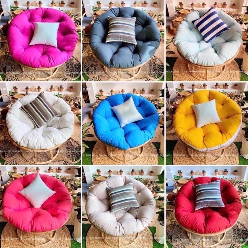 [SIZE TRUYỀN THỐNG] Ghế Papasan 100% Tự Nhiên Kèm Nệm Cao Cấp , Khách Inbox Tự Chọn Màu Nệm