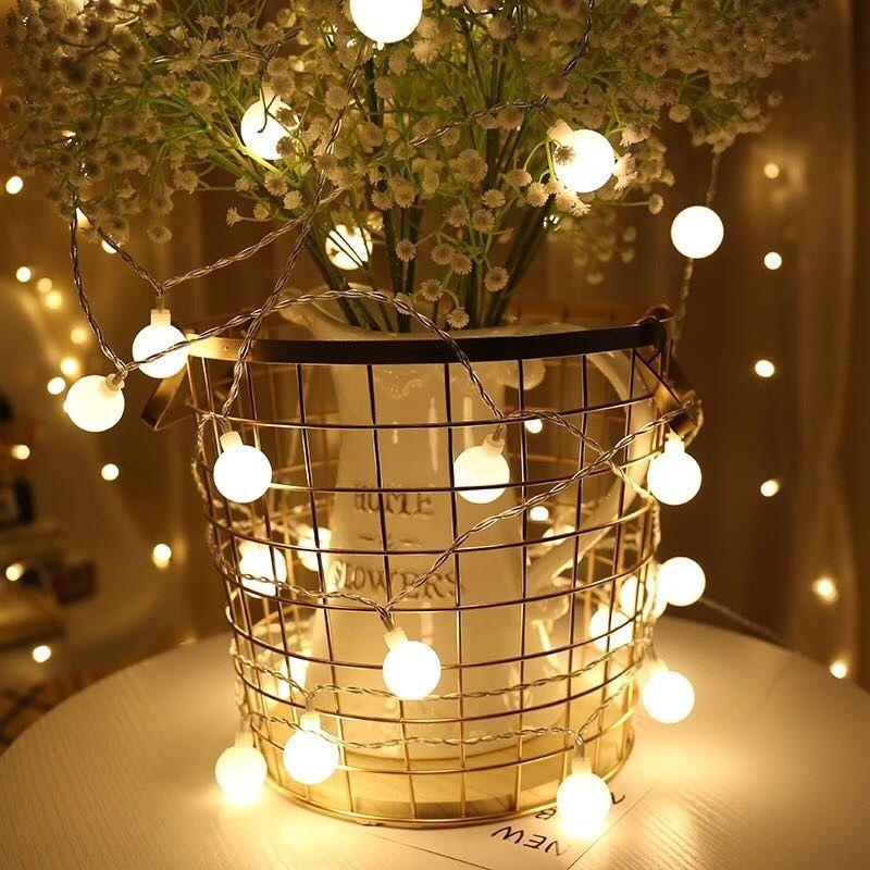 Đèn led trang trí phòng ngủ CHERRY BALL 2 chế độ nhấp nháy màu vàng ấm xinh xắn