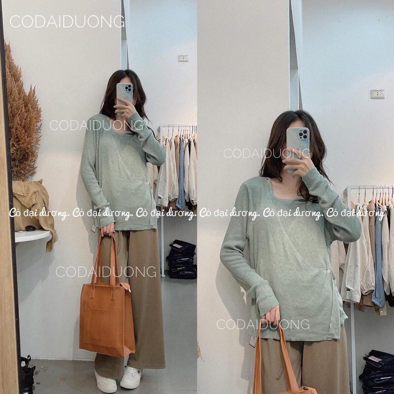 Áo len cúc lệch