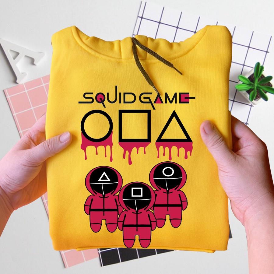 Áo khoác nỉ squid game trò chơi con mực áo khoác màu vàng các bạn trẻ cực thích