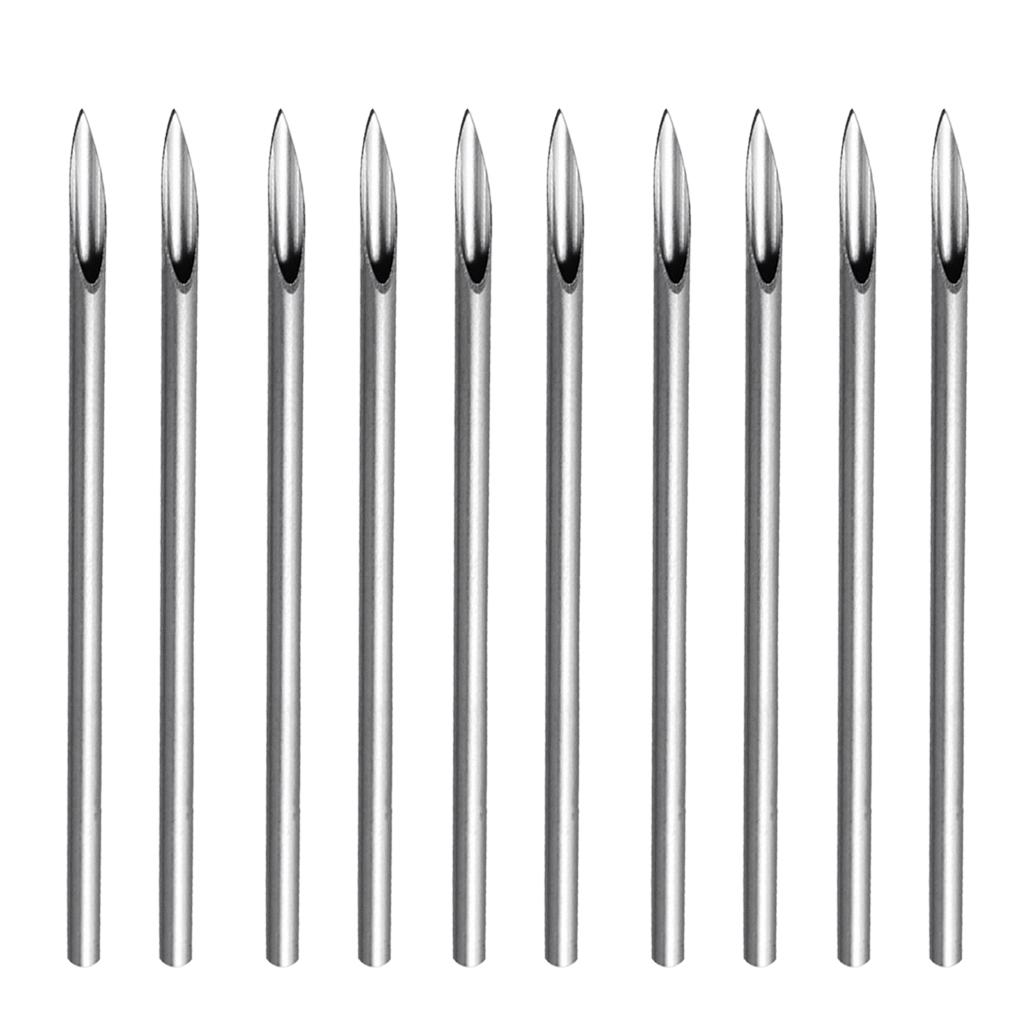 10 Pieces Stainless Steel Sterilized Piercing Needles For Navel Ear Lip 14g