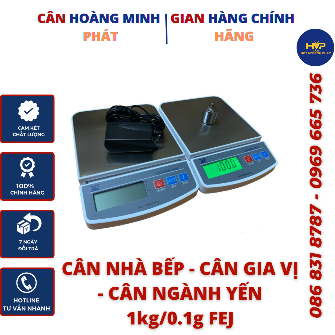 Cân Tiểu Ly Điện Tử Nhà Bếp FEJ 1kg/0.1g - Cân Chính Xác - Kèm Sạc