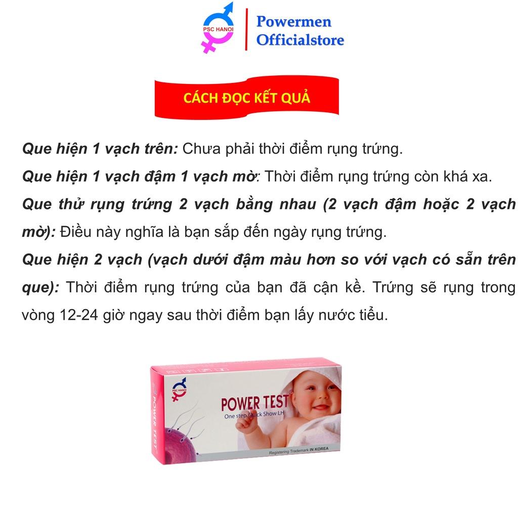 Que thử rụng trứng POWERMEN TEST giúp phát hiện chu kỳ rụng trứng nhanh và chính xác trên 99% hộp 5 que test và 5 cốc