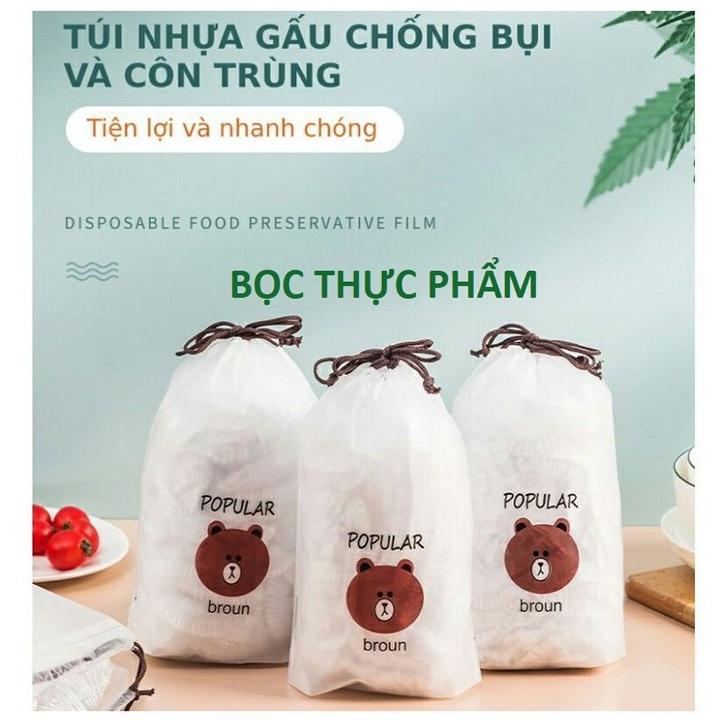 Màng bọc thực phẩm co giãn siêu dai có chun hình túi gấu set 300 chiếc cao cấp