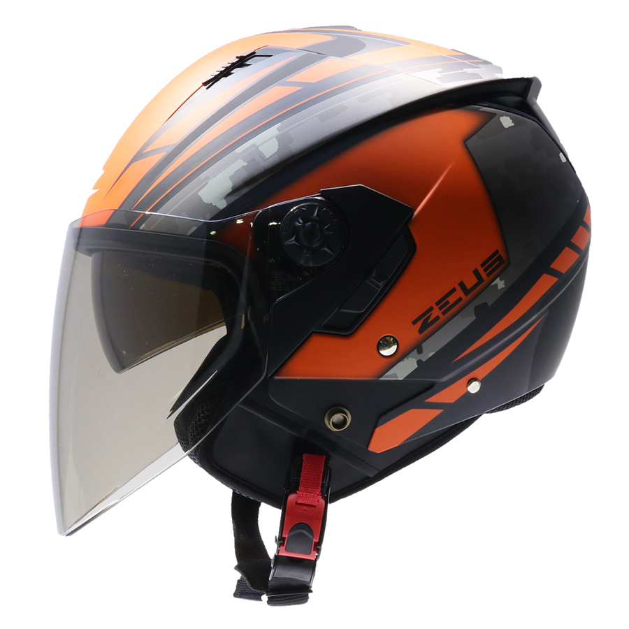 Mũ Bảo Hiểm 3/4 ZEUS 205 Matt Black/Aq1 Orange - Size