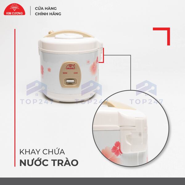 Nồi Cơm Điện Kim Cương 1.0 Lít Nắp Gài Chống Dính - Hàng Chính Hãng