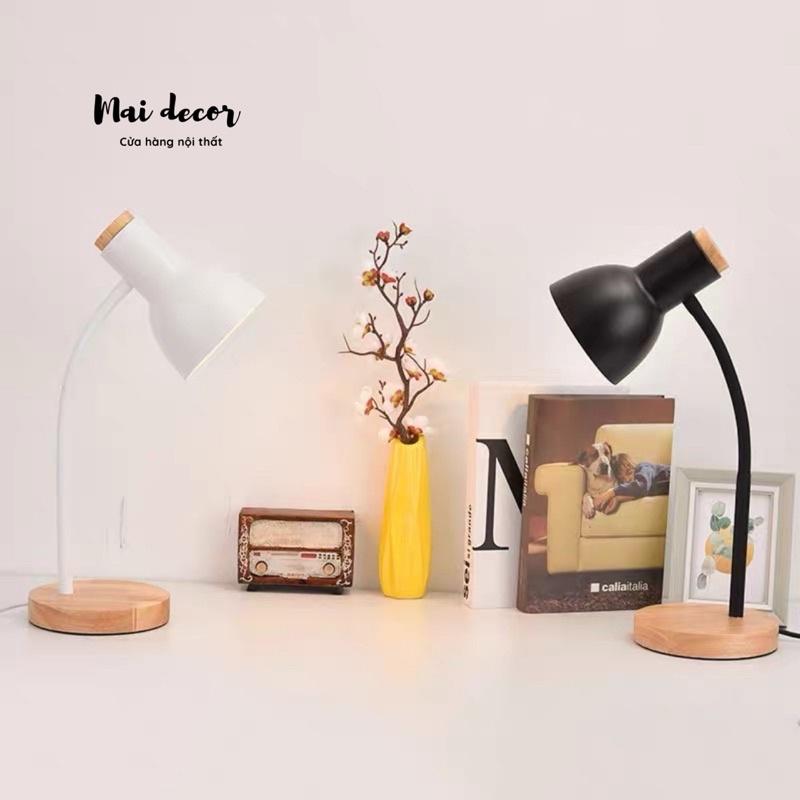 Đèn học để bàn vintage chân gỗ phong cách Hàn Quốc, ba chế độ sáng thông minh