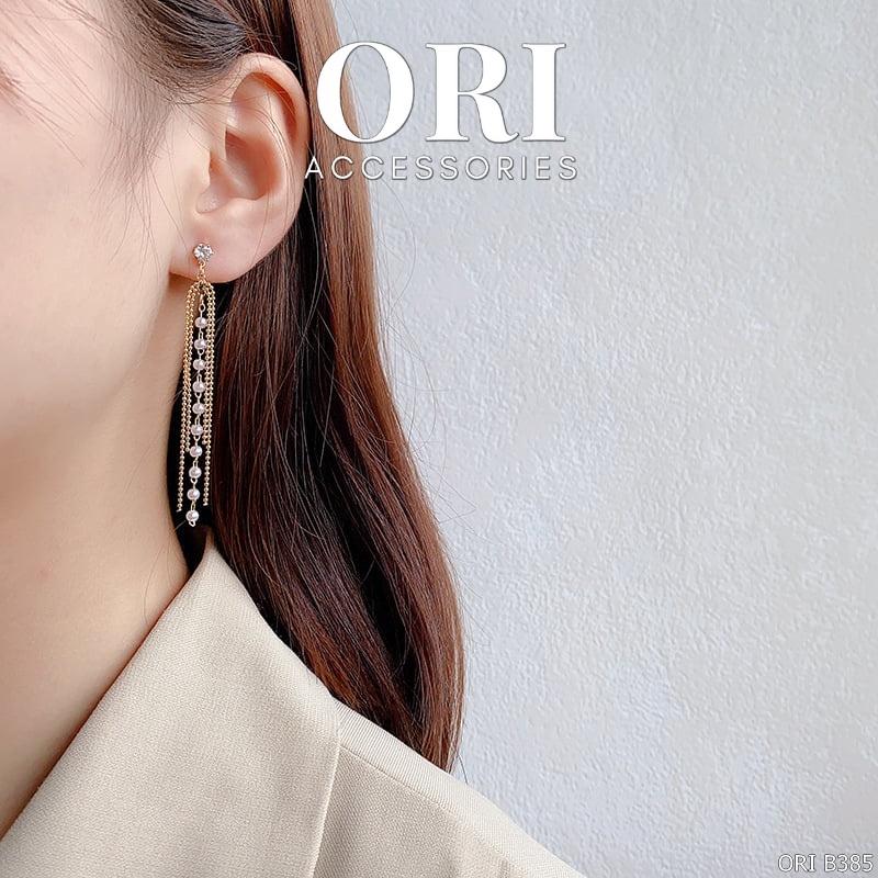 Bông tai nữ dáng dài chuỗi đính đá Douglas thời trang sang trọng ORI ACCESSORIES B385