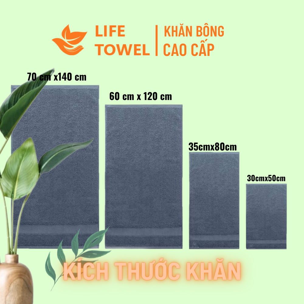 Bộ 2 khăn tắm cotton cao cấp dành cho gia đình, siêu thấm hút, mềm mại, kháng khuẩn