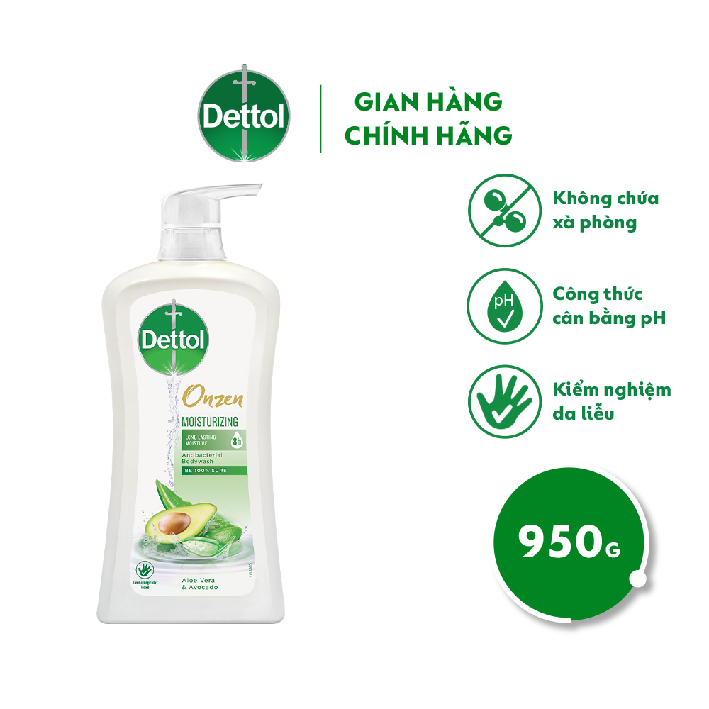 SỮA TẮM DETTOL ONZEN DƯỠNG ẨM LÔ HỘI &amp; BƠ 950G/CHAI