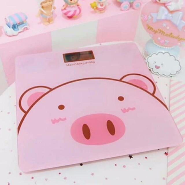 Cân ĐIện Tử Cân Sức Khỏe Khối Lượng Từ 0,5kg Đến 180kg Thay Pin AAA Hình Lợn Hồng