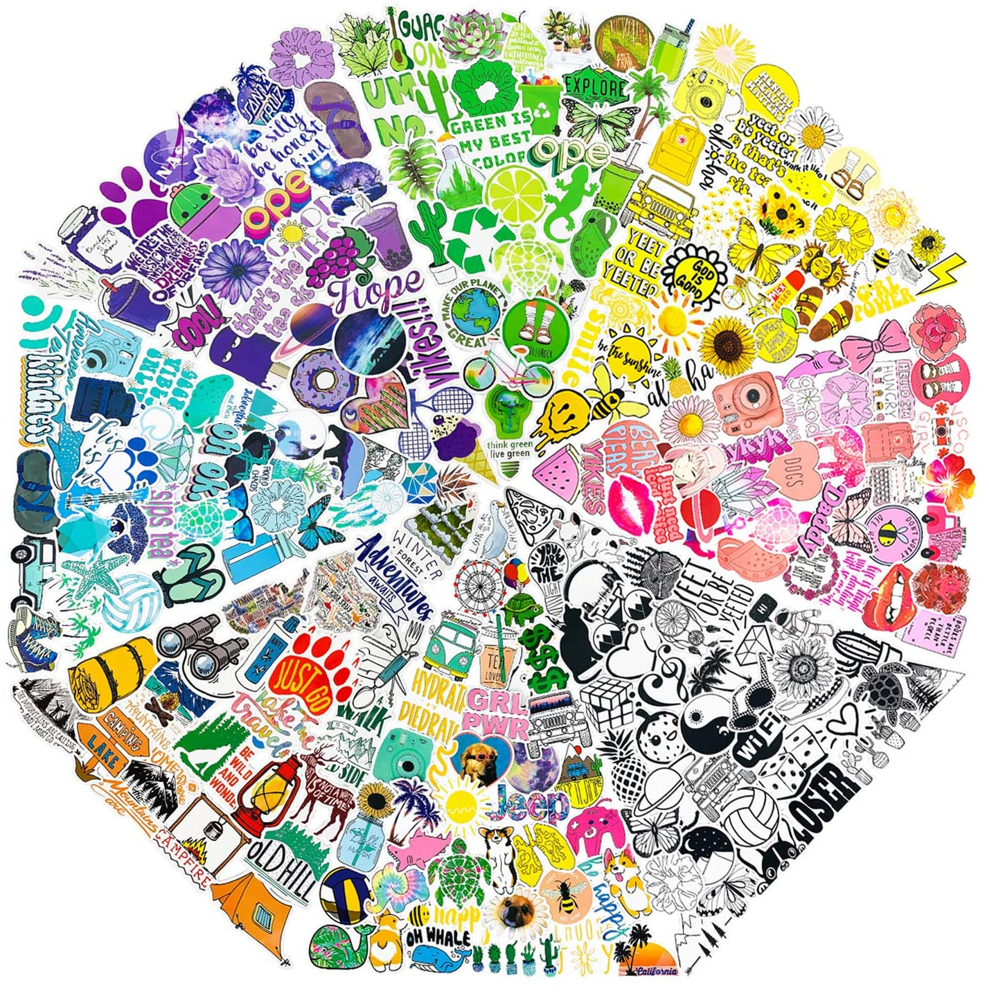 Set 60 Sticker mix tổng hợp các màu ảnh ép lụa
