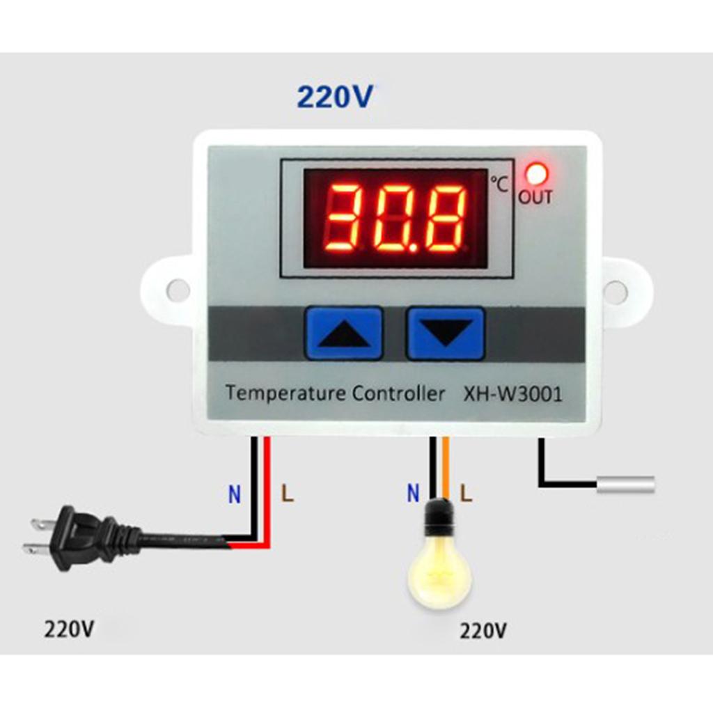 1 Máy Tính Kỹ Thuật Số Bình Giữ Nhiệt Bộ Điều Khiển Nhiệt Độ 10A XH-W3001 220V Có Công Tắc