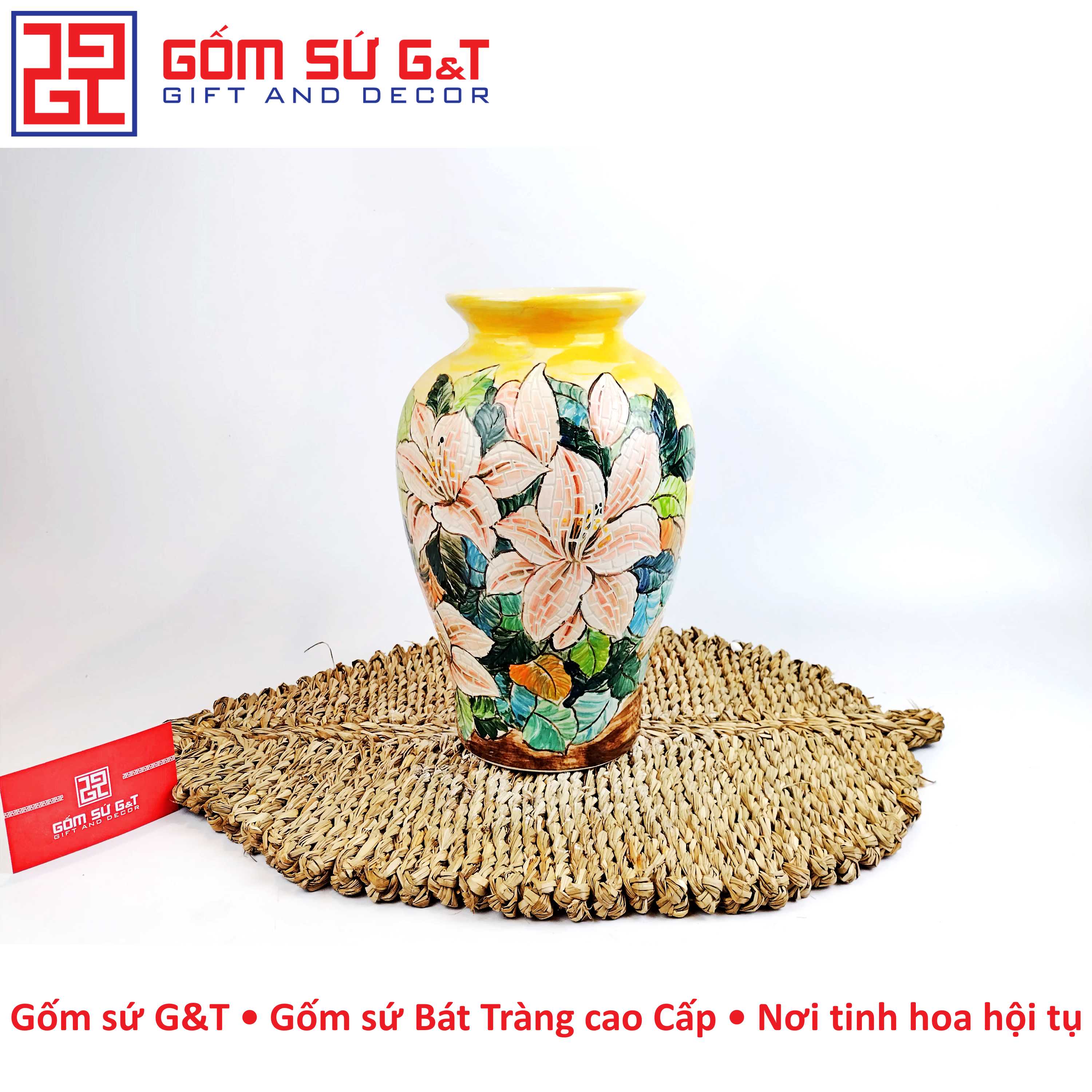 Lọ hoa dáng chum hoa ly Gốm Sứ G&T