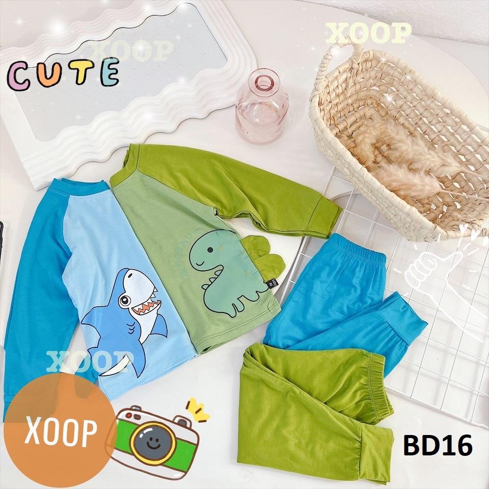 Bộ dài tay chất thun lạnh- Bộ dài tay xoop in họa tiết chim cánh cụt cho bé BD16