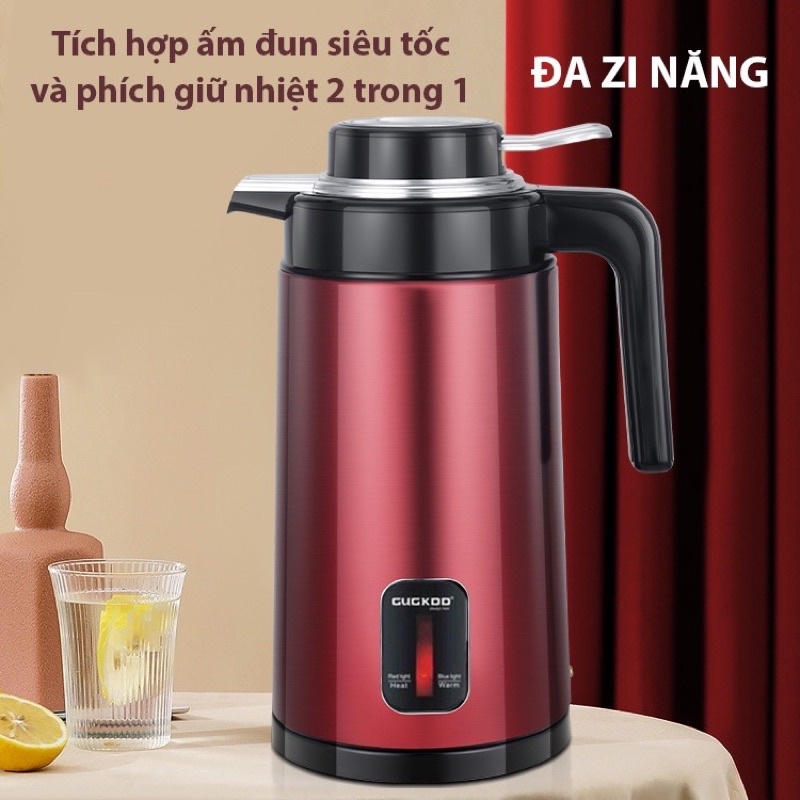 Ấm siêu tốc kiêm bình giữ nhiệt giữ nóng nước đặt bàn 2 trong 1 mẫu mới, dung tích 3L, thiết kế đặt bàn sang trọng hiện đại, dễ dàng mở lấy nước pha trà, cafe...