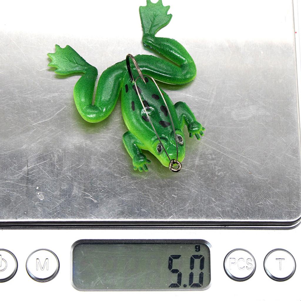 5pcs Frog Fishing Lures Soft Topwater Frog Crankbait with Hook Green