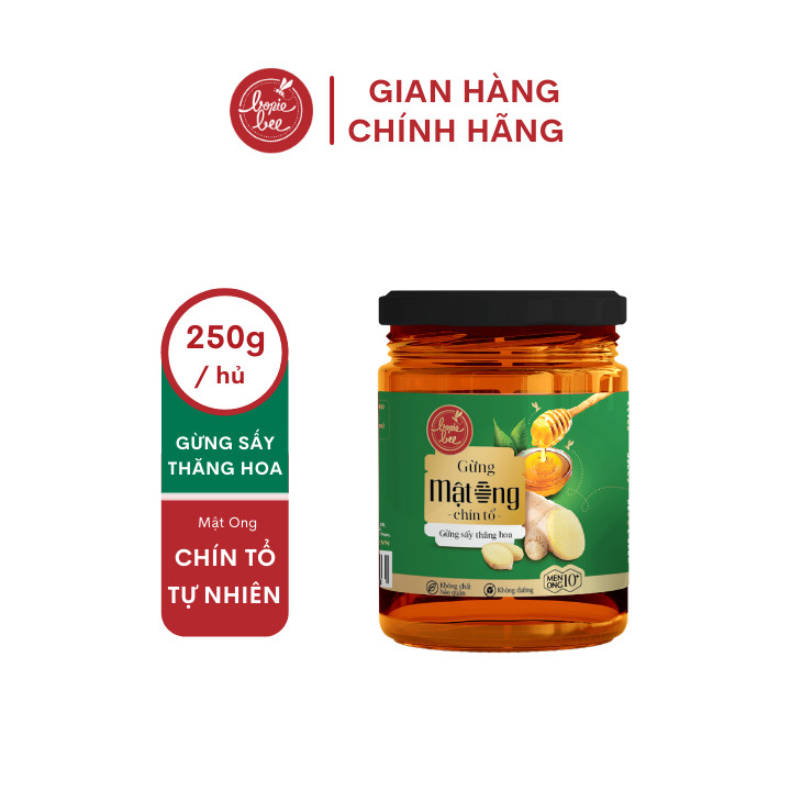 Mật Ong Cao Cấp Bonie Bee Ngâm Gừng Sấy Thăng Hoa - Mật Ong Chín Tổ - 250g