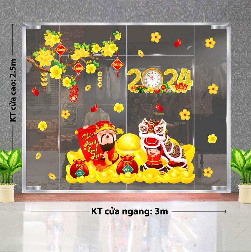 DECAL TRANG TRÍ TẾT 2024 CHO QUÁN BUFFET NƯỚNG LẨU