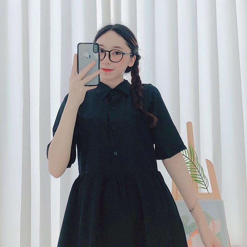 Váy Babydoll Trắng Tay Ngắn Dáng Xòe SANMAY Đầm Đi Dự Tiệc Cưới,Đi Chơi,Form Rộng Cổ Sơ Mi Ulzzang Hàn Quốc VD044