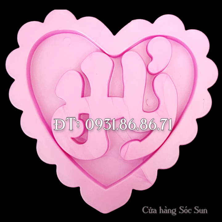 Khuôn ép xôi 4 mặt hình tim Phúc Lộc Thọ Hỷ loại 11 cm – Mã số 1915