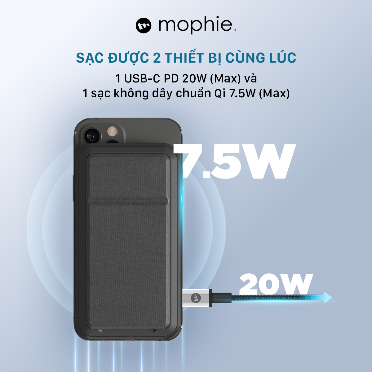 Sạc dự phòng không dây Mophie Snap+ Powerstation Stand 10,000mAh - Hàng chính hãng