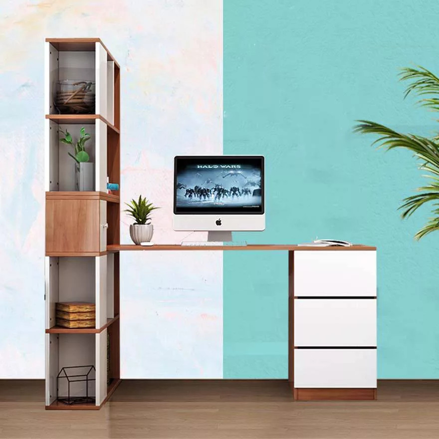 Bàn Học Gỗ Cao Cao Cấp Kết Hợp Tủ Sách Lớn Đa Năng, Bàn Làm Việc Gỗ Cao Cấp Thiết Kế Độc Đáo BH-39