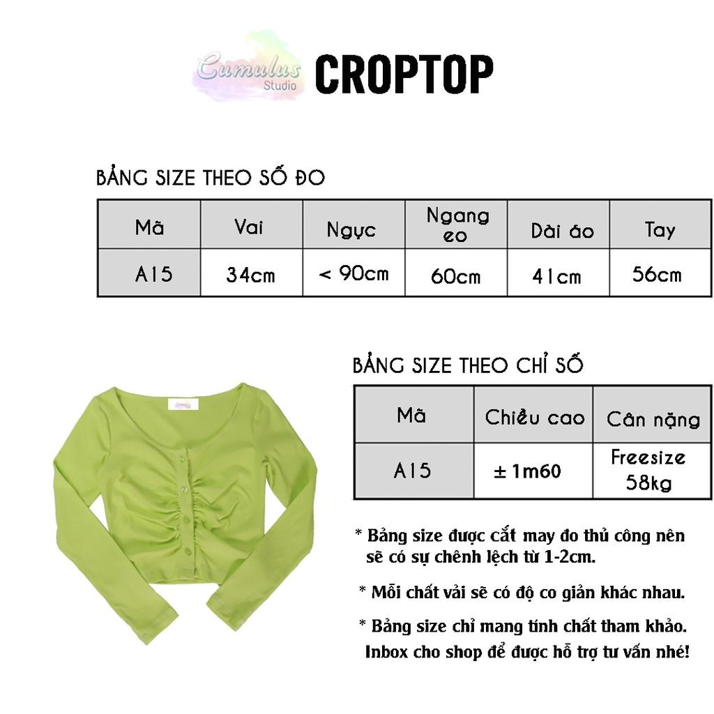 Áo croptop tay dài cài khuy cá tính Cumulus chất thun gân A15