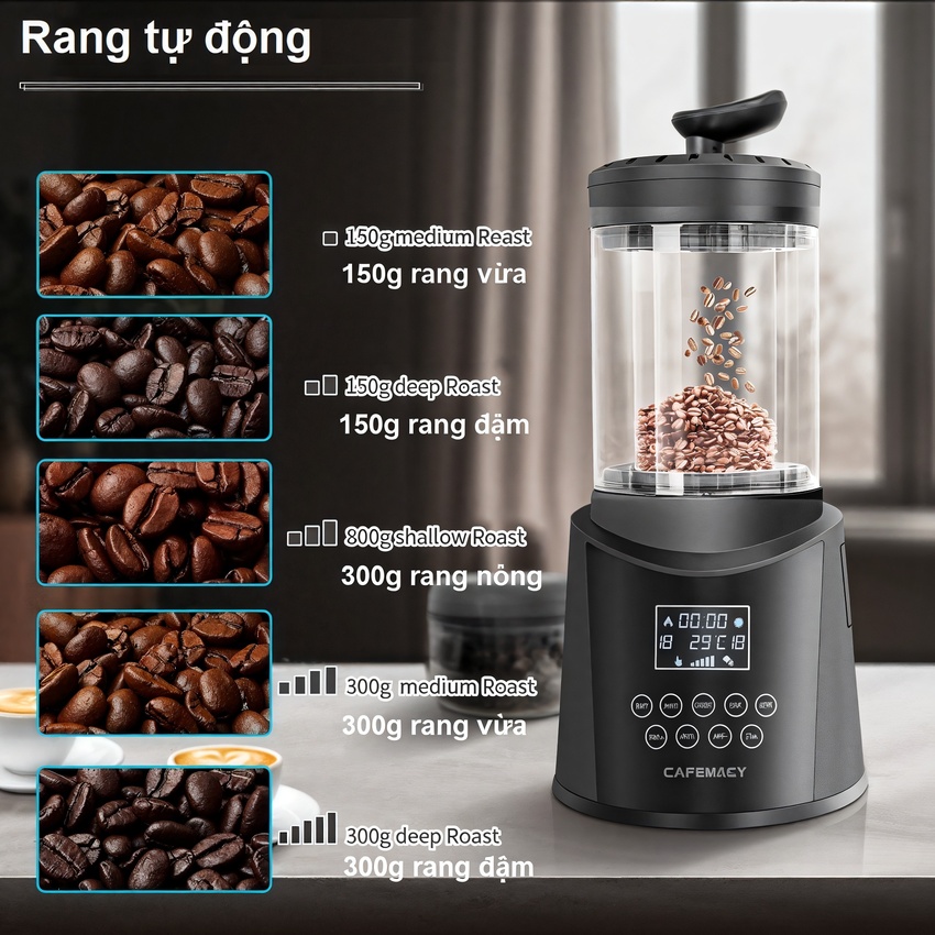 Máy Rang Cà Phê Công Nghệ Gia Nhiệt Không Khí – Cafemasy SCR-1306, Thương Hiệu Mỹ Cao Cấp, Chuyên Nghiệp [ HÀNG CHÍNH HÃNG ]