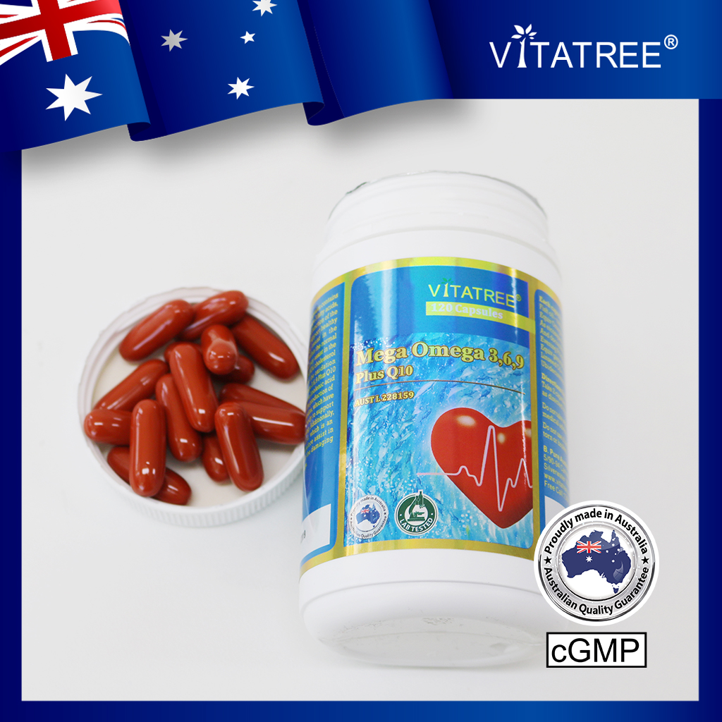 Viên Uống Omega 369 Tăng Cường Thị Lực, Giảm Nguy Cơ Mắc Các Bệnh Tim Mạch Vitatree Omega 369 bổ sung Q10 - Hộp 120 viên