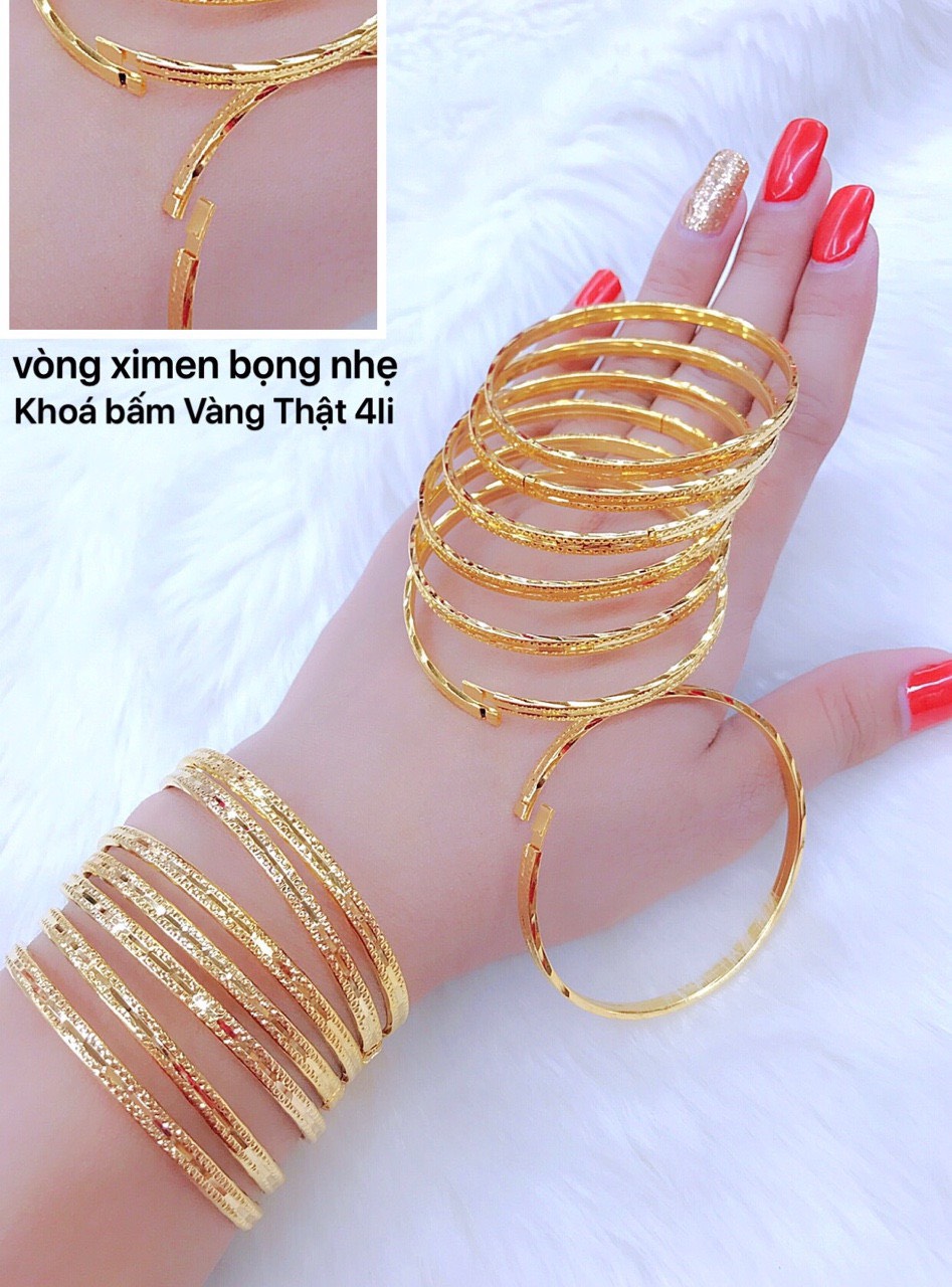 Vòng Nữ Xi Men Bọng Nhẹ - Khóa Vàng Thật - Hình Thật Tự Chụp