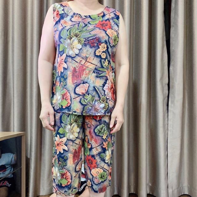 Bộ quần lửng, chất lanh nhung cao cấp cho mẹ